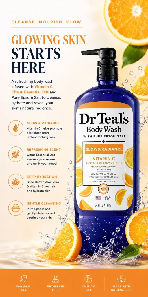 Dr Teal's Glow & Radiance Vitamin C Body Wash - 710ml_Dresnice.webp