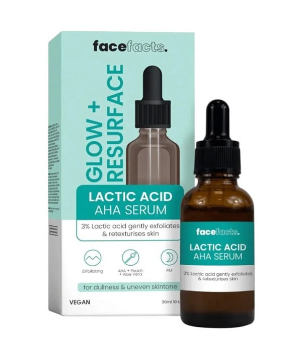 FaceFacts Glow & Resurface Lactic Acid Facial Serum -30ml